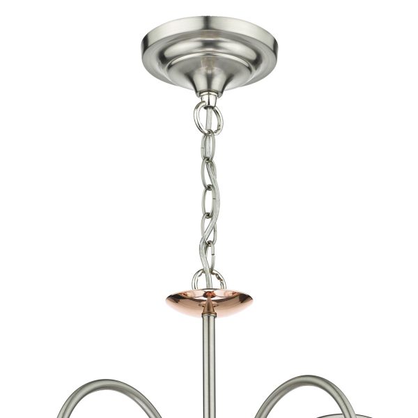 Wharfdale 5lt Pendant Satin Chrome Copper detail Glass Shades - Image 2