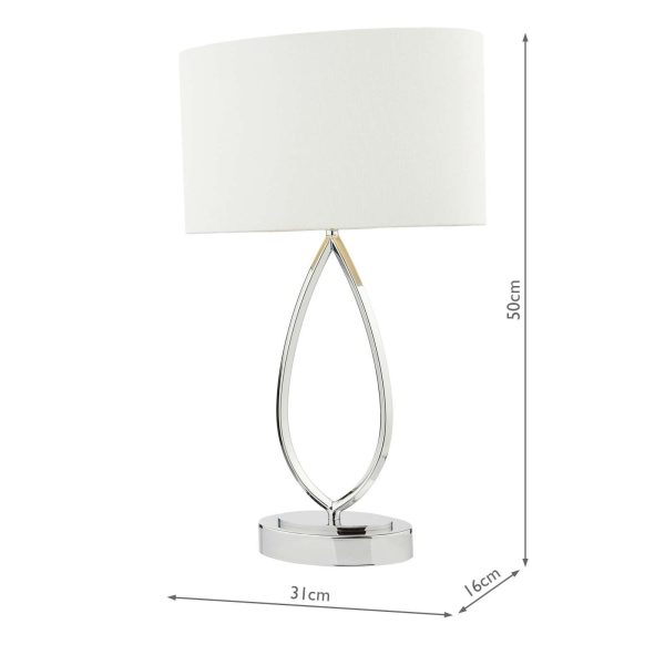 Wyatt Touch Table Lamp Polished Chrome With Shade - Image 4