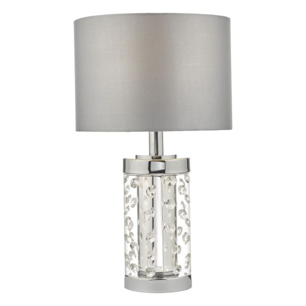 Yalena Small Table Lamp Polished Chrome & Glass With Shade