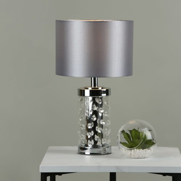 Yalena Small Table Lamp Polished Chrome & Glass With Shade - Image 5