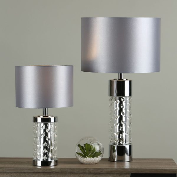 Yalena Small Table Lamp Polished Chrome & Glass With Shade - Image 6