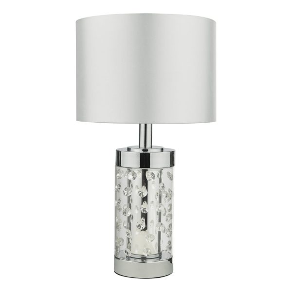 Yalena Small Table Lamp Polished Chrome and Glass With Shade