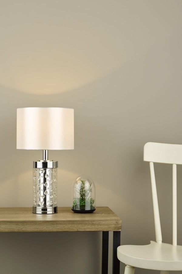 Yalena Small Table Lamp Polished Chrome and Glass With Shade - Image 6