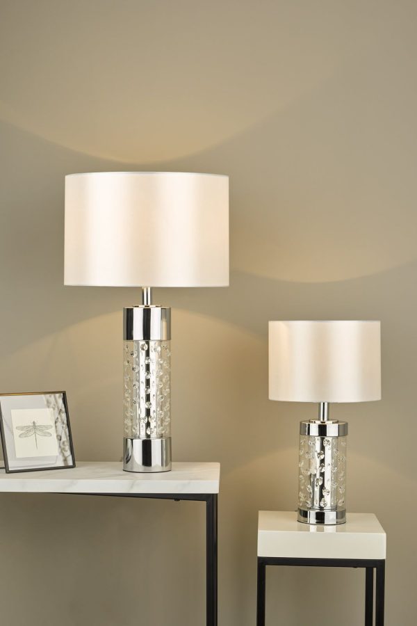 Yalena Small Table Lamp Polished Chrome and Glass With Shade - Image 7