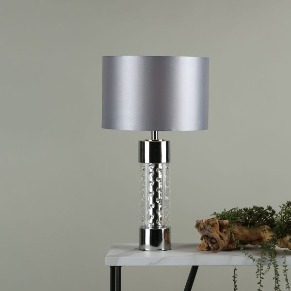 Yalena Large Table Lamp Polished Chrome & Glass With Shade - Image 5