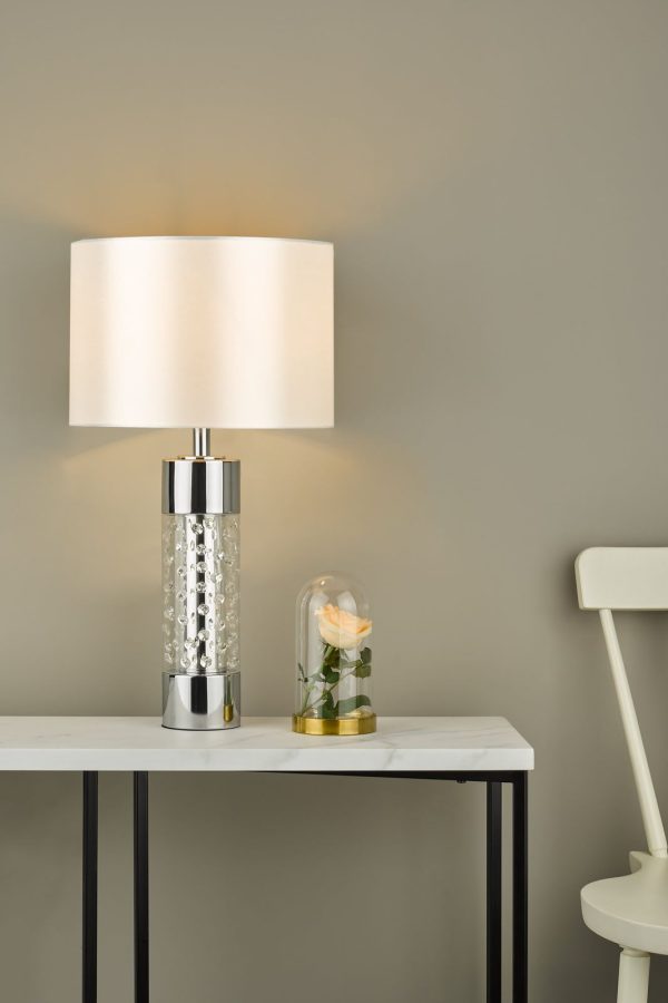 Yalena Large Table Lamp Polished Chrome And Glass With Shade - Image 4