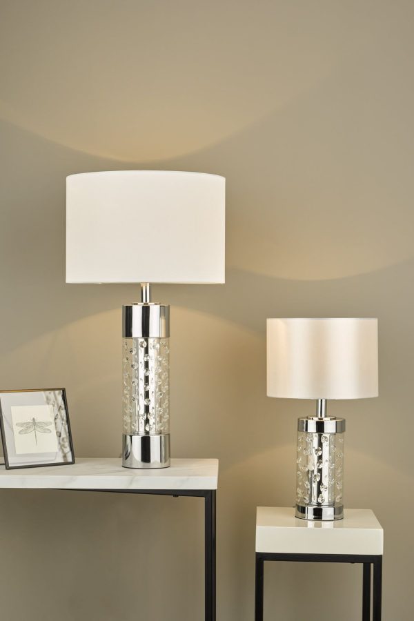 Yalena Large Table Lamp Polished Chrome And Glass With Shade - Image 5