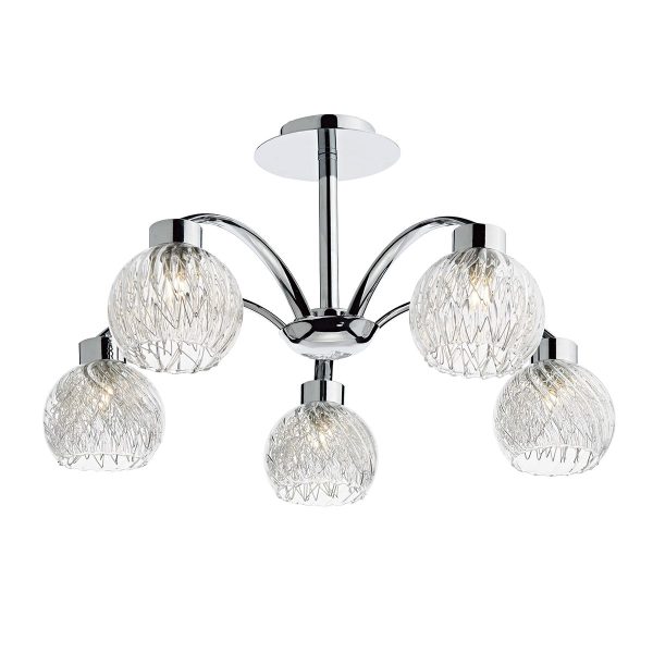 Yasmin 5 Light Semi Flush Polished Chrome - Image 4