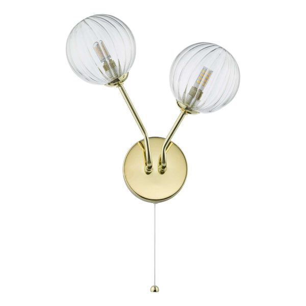 Yiska 2 Light Wall Light Polished Gold Ribbed Glass - Image 2