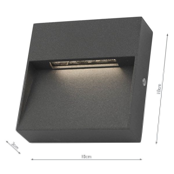 Yukon Outdoor Wall Light Square Eyelid Anthracite IP65 LED - Image 4