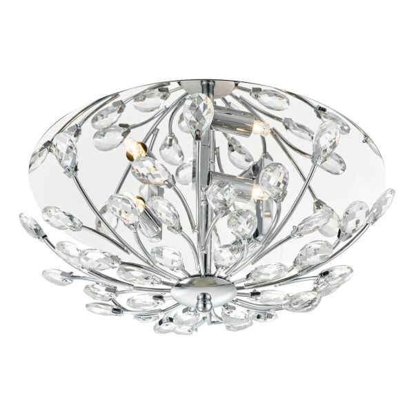 Zafir 3 Light Flush Polished Chrome Crystal - Image 3