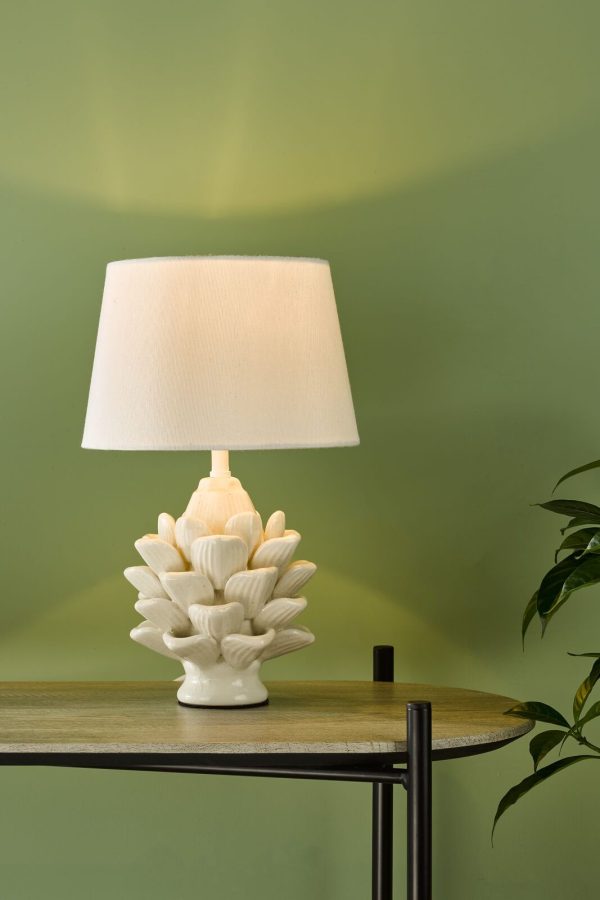 Zala Table Lamp Cream Ceramic With Shade - Image 3