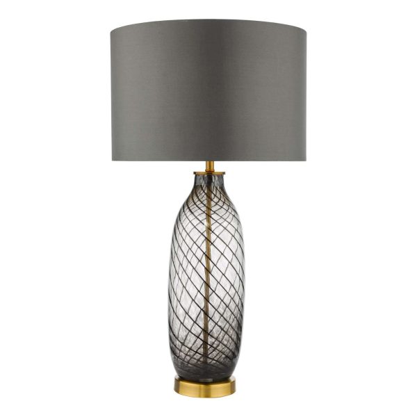 Zeya Table Lamp Smoked/Clear Glass Aged Brass With Shade