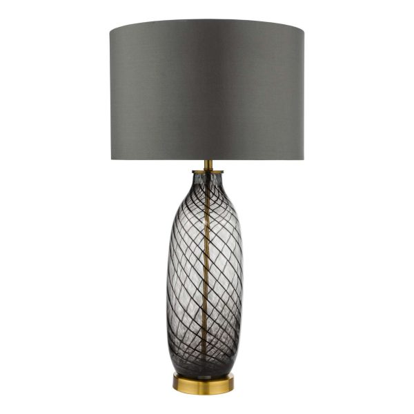 Zeya Table Lamp Smoked/Clear Glass Aged Brass With Shade - Image 2