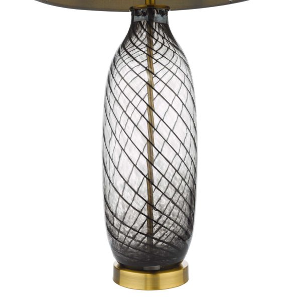 Zeya Table Lamp Smoked/Clear Glass Aged Brass With Shade - Image 3