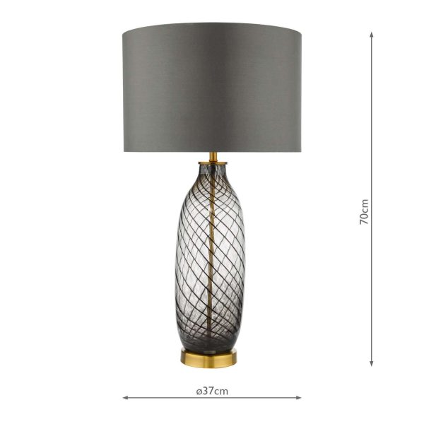 Zeya Table Lamp Smoked/Clear Glass Aged Brass With Shade - Image 5