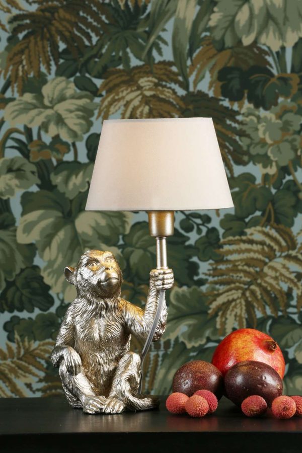 Zira Monkey Table Lamp Silver With Shade - Image 4