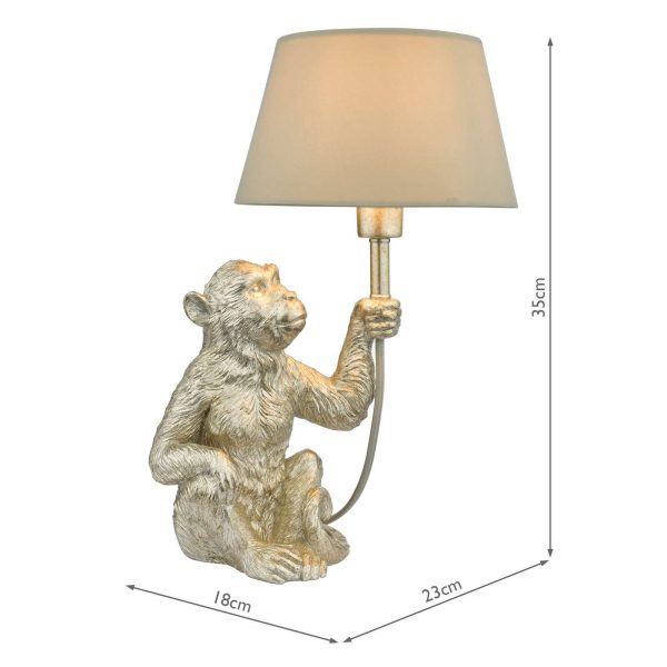 Zira Monkey Table Lamp Silver With Shade - Image 6