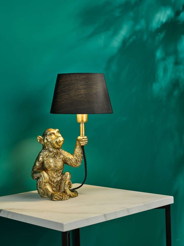 Zira Monkey Table Lamp Gold With Shade - Image 4