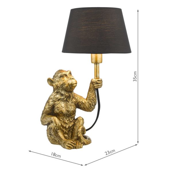 Zira Monkey Table Lamp Gold With Shade - Image 5