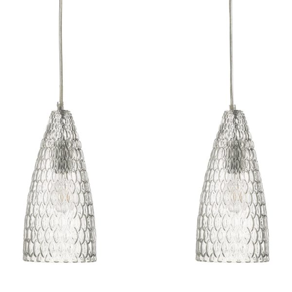 Zuka 3lt Bar Pendant Polished Chrome & Textured Glass - Image 3