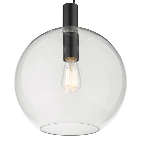 Zula 1 Light Single Pendant Black Clear Glass - Image 3