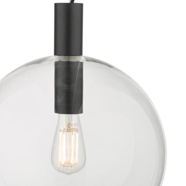 Zula 1 Light Single Pendant Black Clear Glass - Image 5