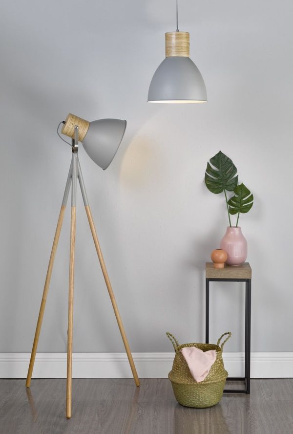 Adna Floor Lamp Grey & Wood - Image 5