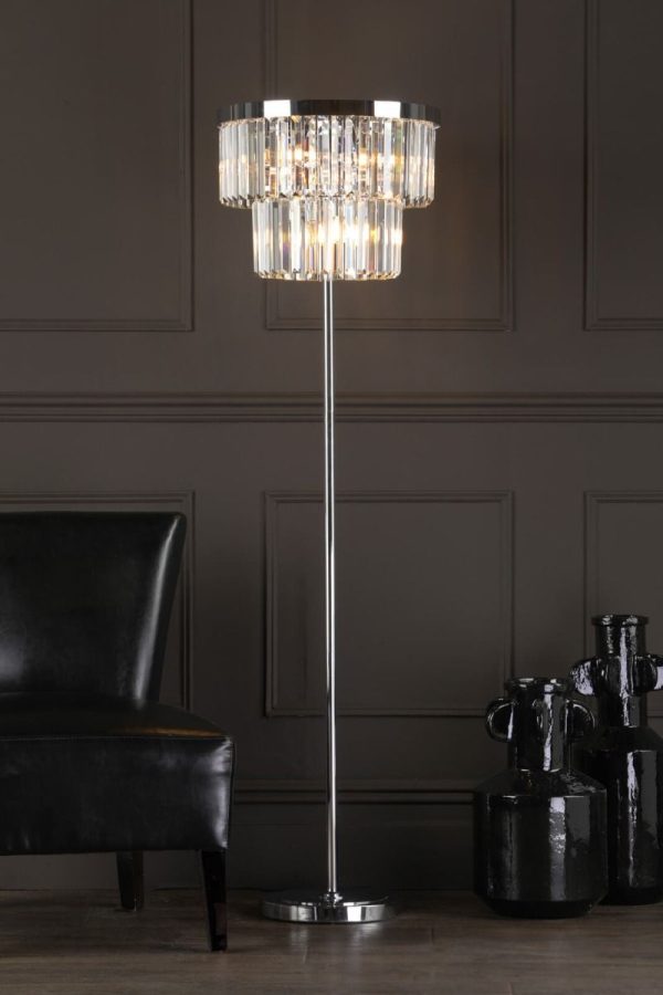 Angel 6 Light Floor Lamp Polished Chrome Crystal - Image 5