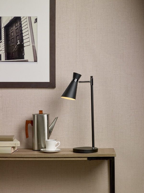 Ashworth Table Lamp Matt Black & Polished Chrome - Image 5