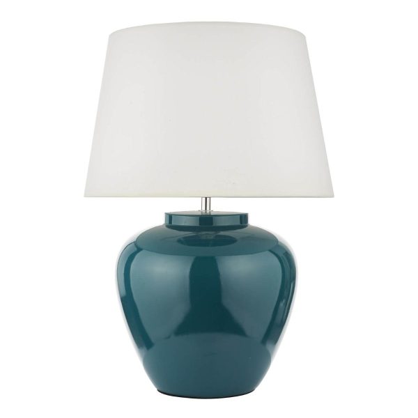 Ayla Table Lamp Blue Ceramic With Shade - Image 2