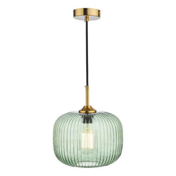 Demarius 1 Light Pendant Green Glass Bronze Detail