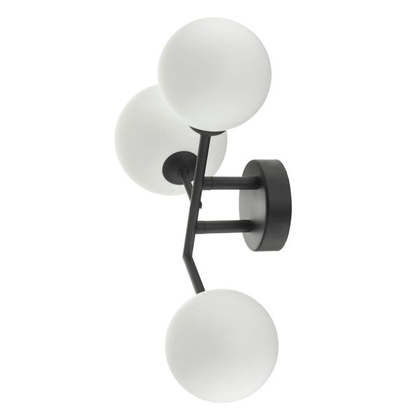 Euan 3lt Wall/Ceiling Light Black & Opal Glass - Image 2