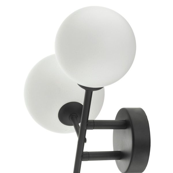 Euan 3lt Wall/Ceiling Light Black & Opal Glass - Image 3