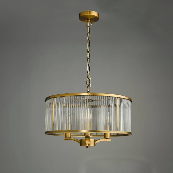 Evelyn 3 Light Pendant Antique Bronze and Glass - Image 9