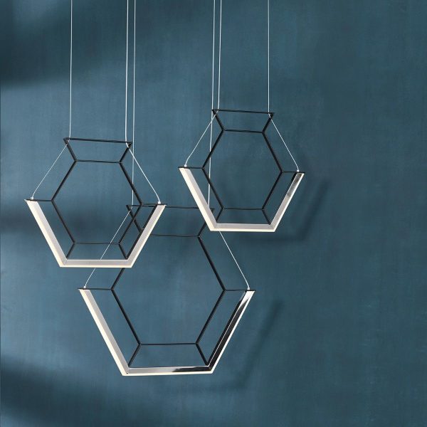 Hexagon 3lt Pendant Black LED - Image 6