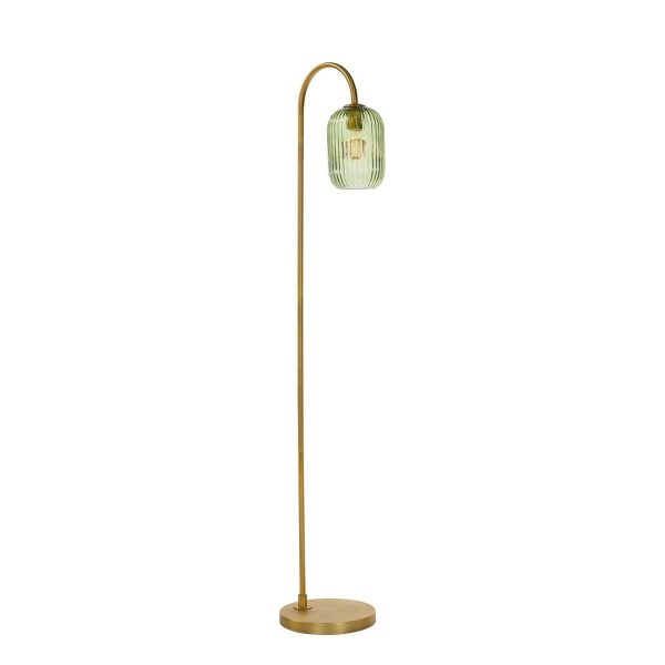 Idra Floor Lamp Aged Bronze and Green Ribbed Glass - Image 2