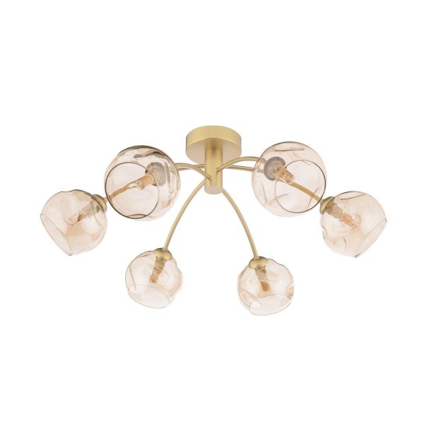 Izzy 6 Light Semi-Flush Gold & Champagne Dimpled Glass