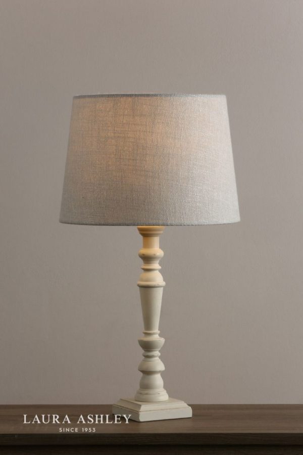 Laura Ashley Tate Wooden Table Lamp Distressed Off White Base Only - Image 6