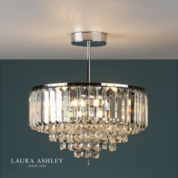 Laura Ashley Vienna Crystal & Polished Chrome 3 Light Semi Flush Ceiling Light - Image 2