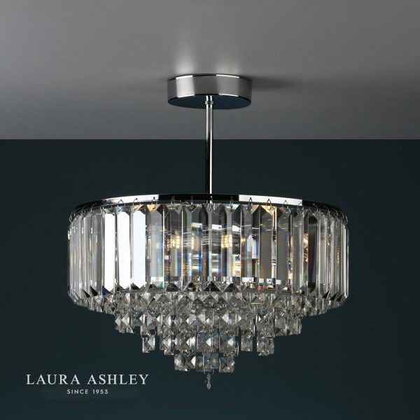 Laura Ashley Vienna Crystal & Polished Chrome 3 Light Semi Flush Ceiling Light - Image 3