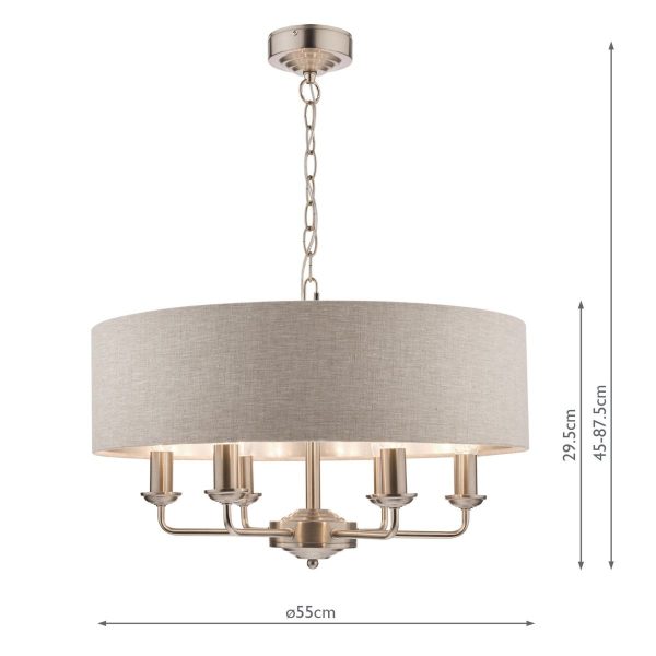 Laura Ashley Sorrento 6lt Pendant Brushed Chrome With Natural Shade - Image 6