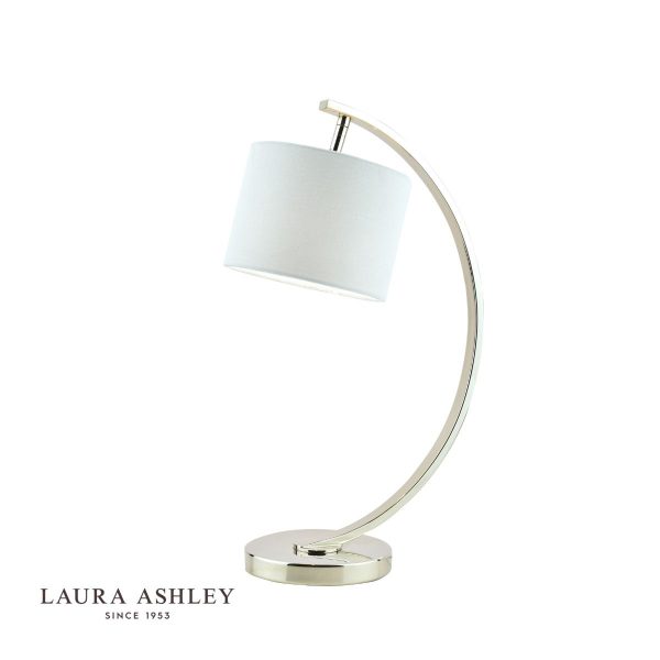 Laura Ashley Noah Table Lamp Brushed Chrome with White Shade - Image 2