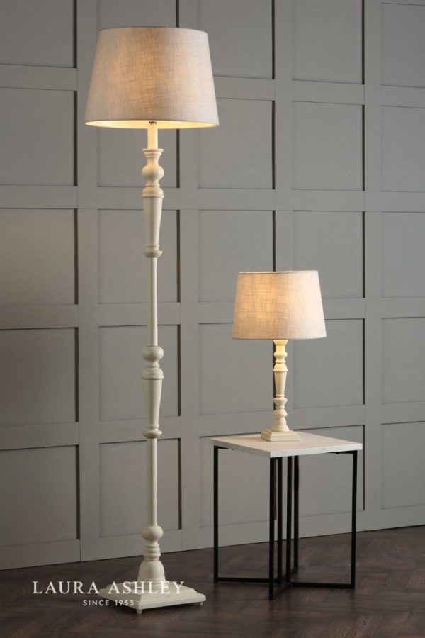 Laura Ashley Tate Wooden Floor Lamp Distressed Off White Base Only - Image 8