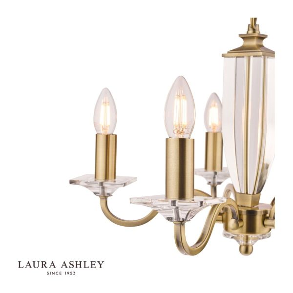 Laura Ashley Carson Cut Glass & Antique Brass 5 Light Chandelier - Image 2