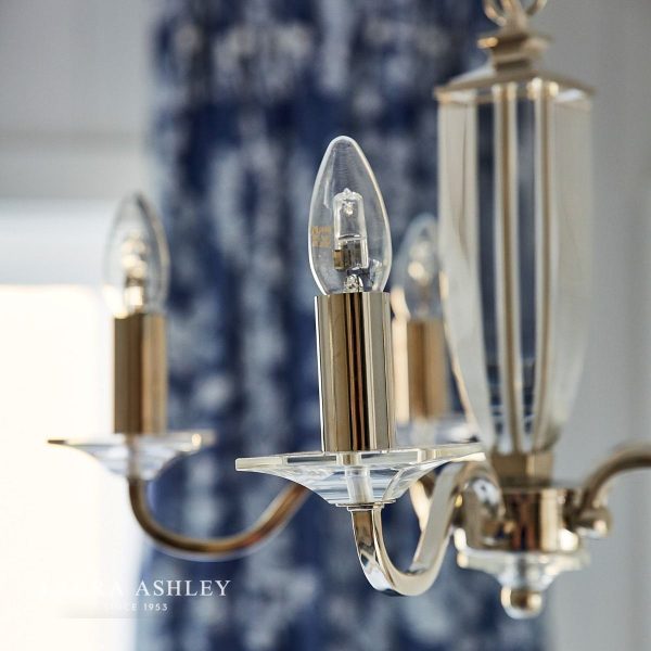 Laura Ashley Carson Cut Glass & Antique Brass 5 Light Chandelier - Image 5