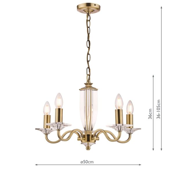 Laura Ashley Carson Cut Glass & Antique Brass 5 Light Chandelier - Image 6