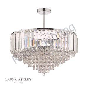 Laura Ashley Vienna Crystal & Polished Chrome 5 Light Semi Flush Ceiling Light