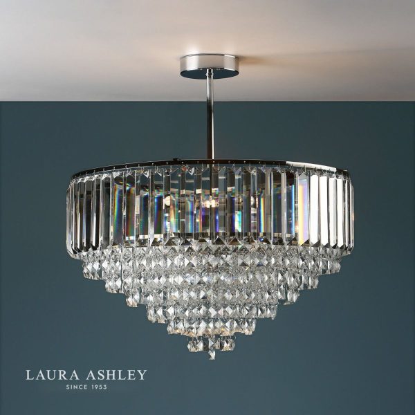 Laura Ashley Vienna Crystal & Polished Chrome 5 Light Semi Flush Ceiling Light - Image 3