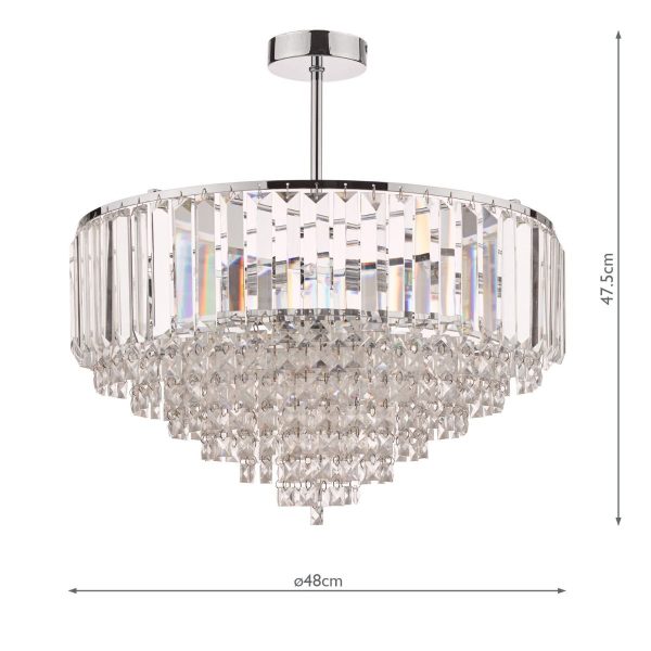 Laura Ashley Vienna Crystal & Polished Chrome 5 Light Semi Flush Ceiling Light - Image 4